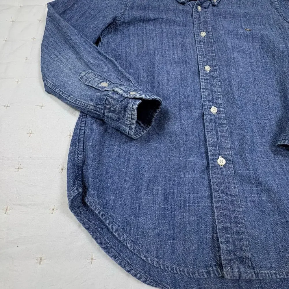 Ralph Lauren Chambray Button Down Shirt Boys 7 Blue Denim Preppy Americana
